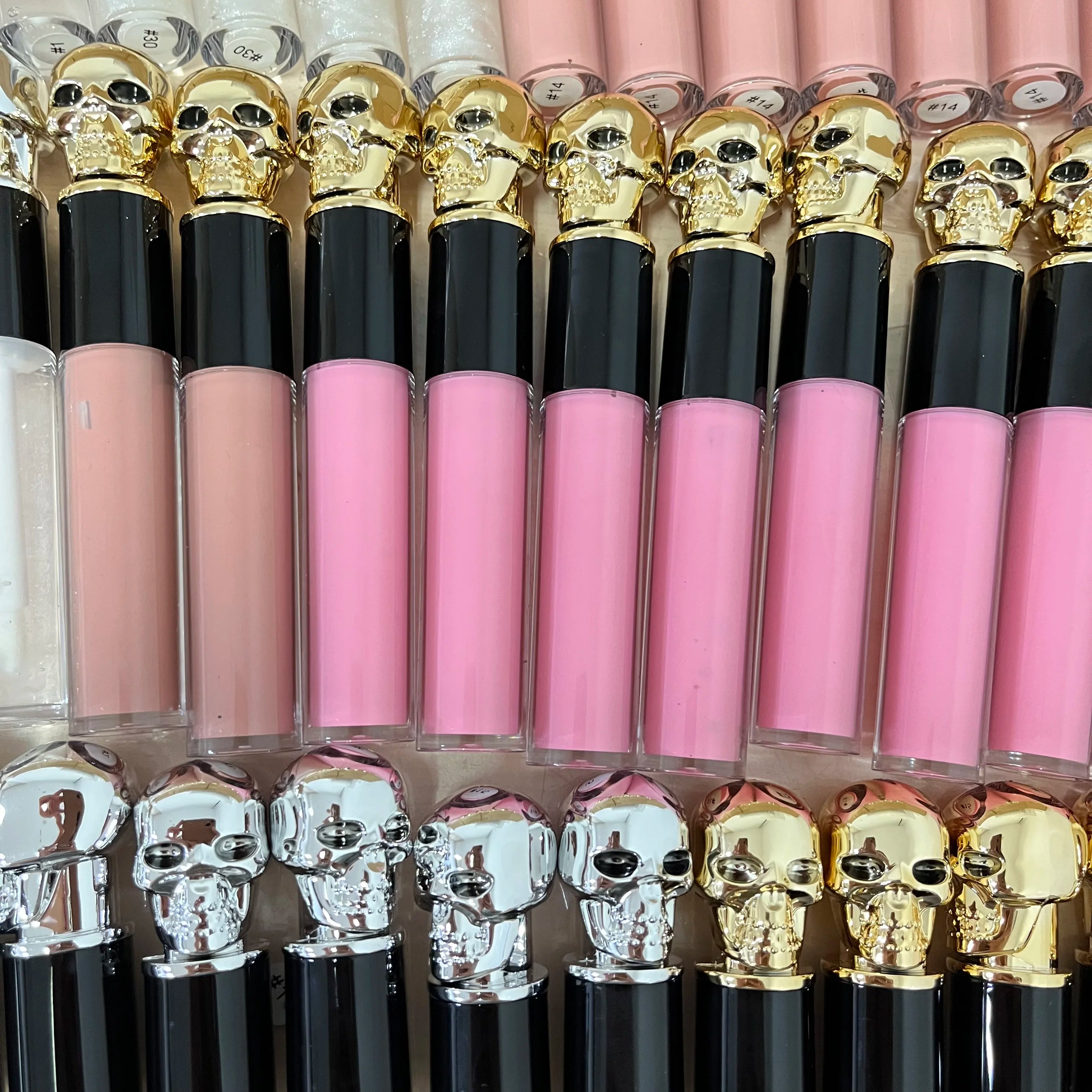 Custom New Luxury Lip Gloss Tubes Skull Vegan clear Nude Lip Gloss