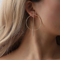 SC New Trend Geometric Large Circle  Minimalist Style Earrings Exaggerated Gold Plated Drop Earrings for Women