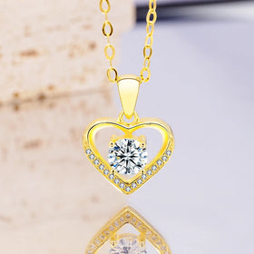Crystal Cubic Zirconia Heart Pendant Diamonds Gold Plating Design Wholesale Price Heart Pendant Necklace