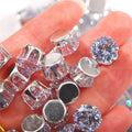 Hisenlee 4MM Clear Crystal Cubic Zirconia Metal Base Claw Rhinestone Sewing Accessories for Garments & Shoes 50Pcs/Bag Wholesale