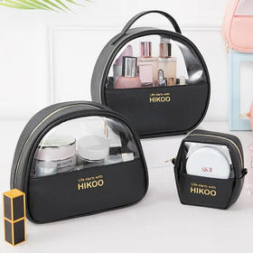 OEM Travel Double Layer Jewelry PU Leather Bag Zippered Jewelry case Waterproof Cosmetic Storage Organizer Bag