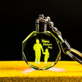 Pujiang Wholesale Blank Crystal Keychains Customized 3D Laser Engraved Crystal Glass LED Keychain for Father's Day