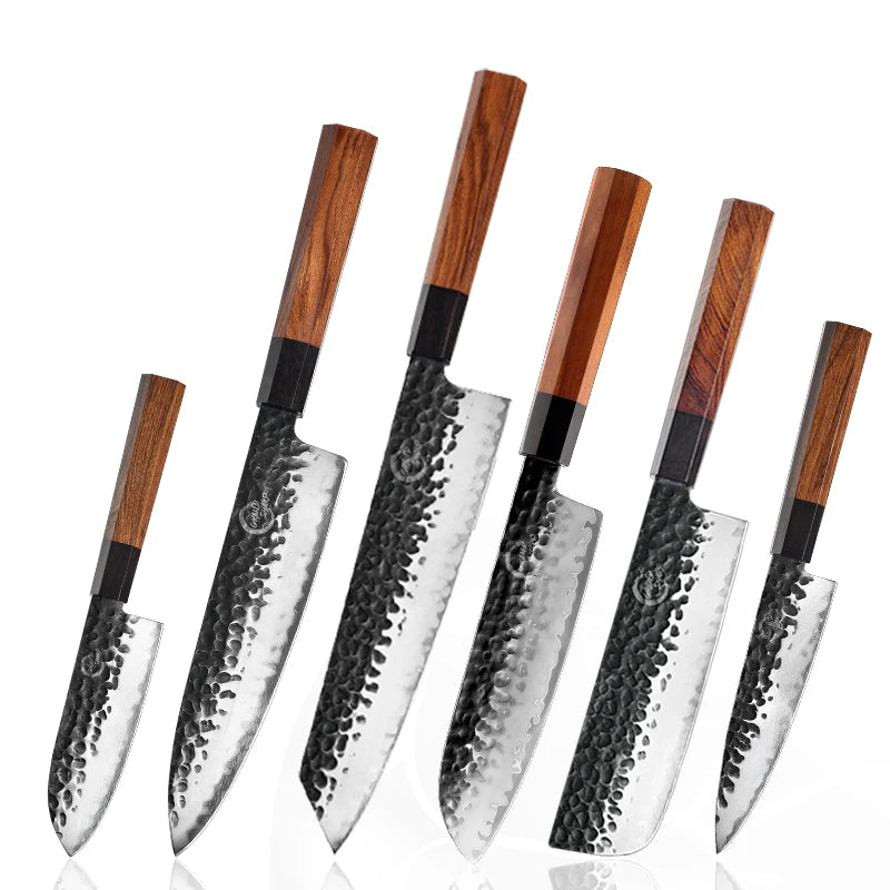 Grandsharp 3 Layers High Carbon Steel Japanese Knife Set AUS-10 Steel Friendly Cooking Tool Kiritsuke Sashimi Kitchen Knife Set