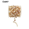 WT-RBC218 Wholesale Precious Handmade Natural Irregular Pearl Mix Colorful Cubic Zircon Beads Chain for Jewelry Design by Meters