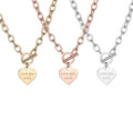 Yiwu Aceon Stainless Steel Lairat Design Toggle Washer Chunky Link Chain Love You More  Heart Stamped Charm Necklace