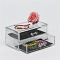 2 Drawers Acrylic Cosmetics Display Makeup and Jewelry Storage Case Display Great for Lipstick Nail Polish Brushes