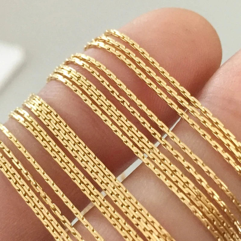 14K Gold Filled Boston Link Chain Thin Necklace 16 Inch/18 Inch/20 Inch Finished 0.85mm Necklace Chain W/Spring Clasp for DIY