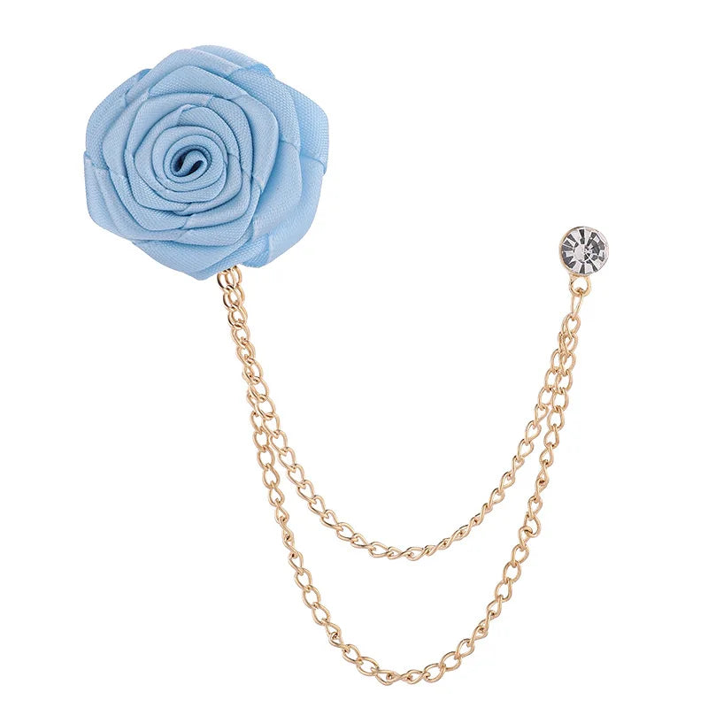 Wholesale Bulk Cheap Wedding Silk Satin Fabric Suit Lapel Pin Men's Flower Brooch for Gifts Parties Engagements-Alloy Plating
