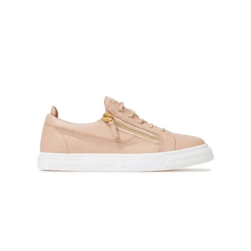 Rubber Sole Round Toe Genuine Leather Low-top Lady Sneakers Shoes