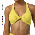 Women's New Style Front Twist Crop Top Quick Dried Sports Bra Fixed Pad Sexy Beautiful Back Outdoor Running Fitness Yoga Bra