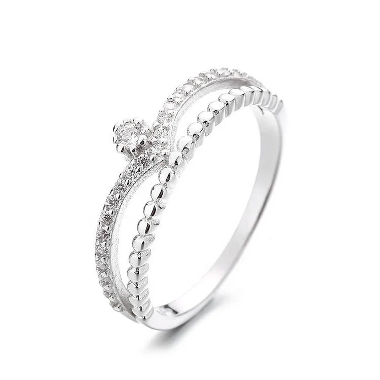 Yaeno Fine Jewelry Pure Silver 925 Simple Crown Rings Jewelry for Valentine 's Day Gift