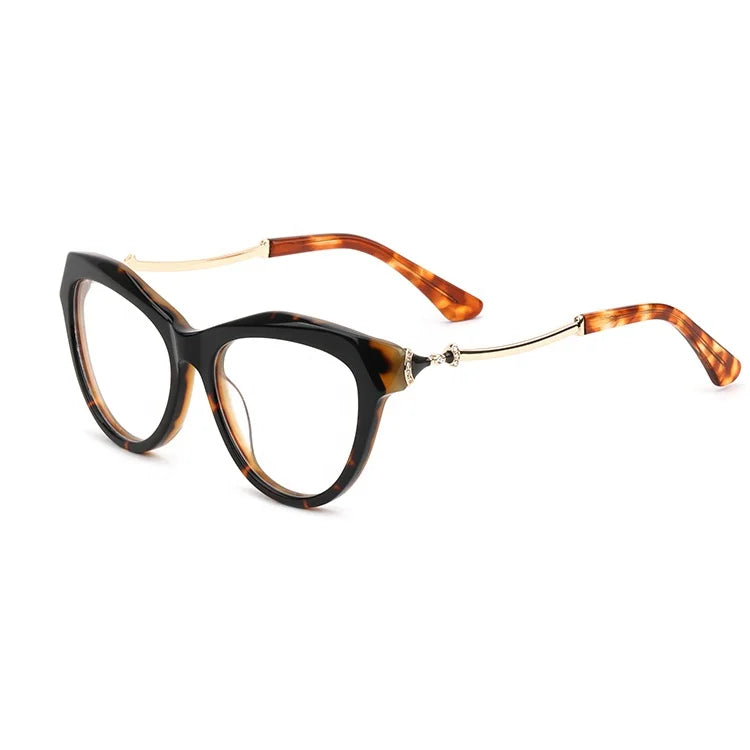 Italian Designer Classic Solid Diamond Optical Glasses Acetate Metal Eyewear Women Custom Logo Handmade Eyeglasses Frame NEW
