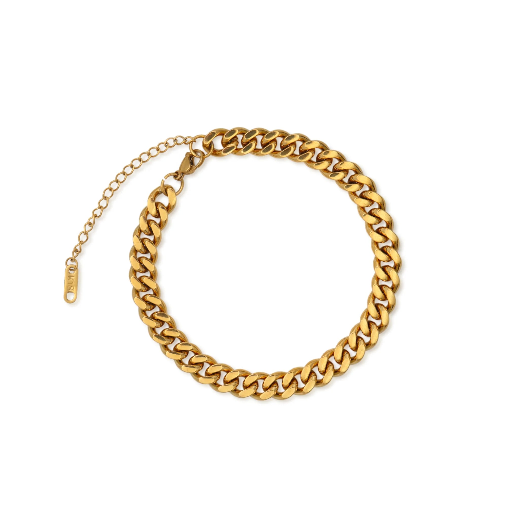 Chris April in Stock Fashion Jewelry 316L Stainless Steel PVD Gold Plated Cuban Link Chain Anklet for Women