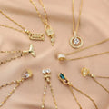 ShangJie OEM 2022 Jewelry Fashion Titanium Steel Fishtail Key Peanut Crown Zircon Cherry  Stainless Steel Necklace