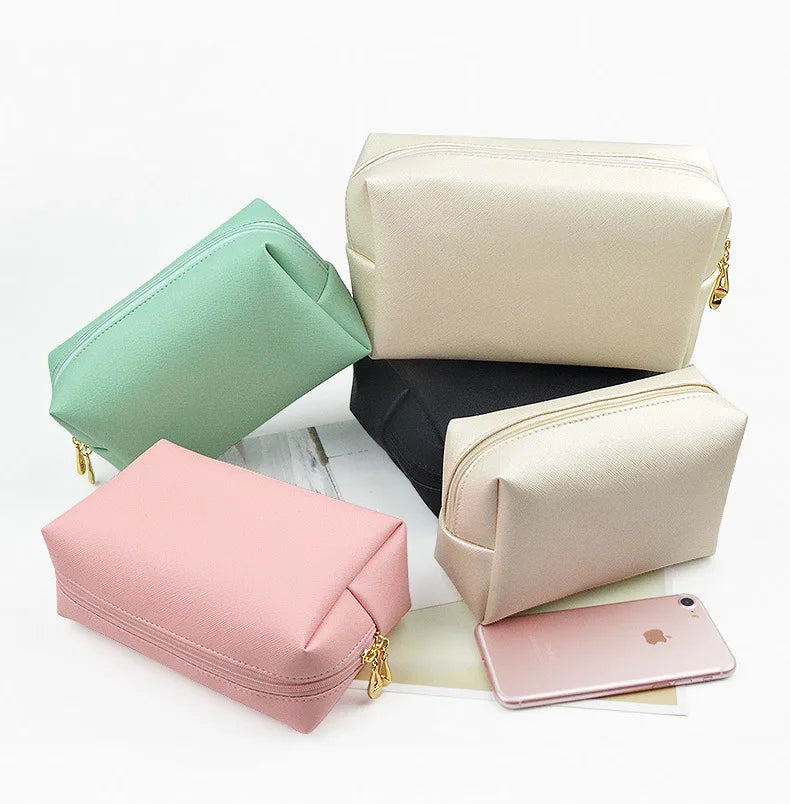 Wholesale Price Custom Premium Digital Printing Cosmetics Makeup pink PU Travel Toiletry Women's Faux Leather Cosmetic Pouch Bag