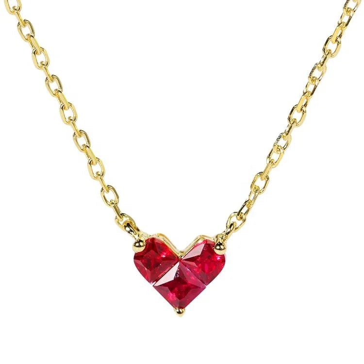 Ruyi Lab Ruby Gemstone Ring Lab Grown Ruby 18K Yellow Gold Necklace Bracelet Earring and Ring Set