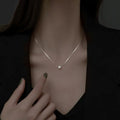 2023 Korean Shinny Jewelry 925 Sterling Silver Round Pearl Necklace Geometric 6mm 8mm 10mm Pearl Pendant Necklace for Women