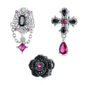 Factory Wholesale 925 Sterling Silver Vintage Gothic Cross Charms Black Rose Flower Beads Fit Women Bracelet Bangle Jewelry