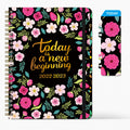 Custom Logo 2022-2023 A4 A5 Pink Spiral Eco-Friendly Modern Silk Screen Printed Happy Planner Promotional Weekly Monthly