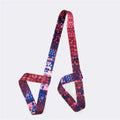 Customized Microfiber Webbing Printed D Ring Yoga Mat Carrying Strap with Metallic Buckles Adjustable 150cm Length