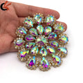 Handmade Sparkling Gold AB Crystals Glass Gems Rhinestone Patch Appliques Sew-On Resin for Costume Decoration