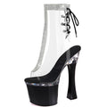 18 cm Coarse Heel Boots Open Toe Nightclub Transparent Crossdressers Platform Fashion Women's Ankle Boots Bride Exotic Dancer