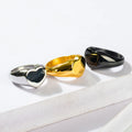 Dainty 18K Gold Plated Heart Ring Waterproof Women Men Stainless Steel Jewelry Custom Logo Blank Heart Signet Ring