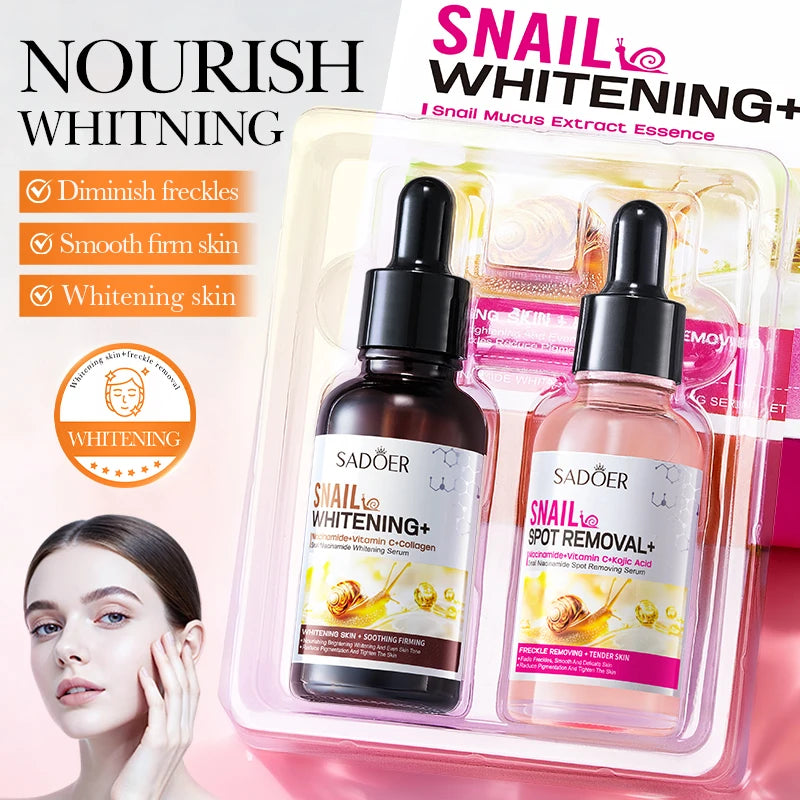 SADOER Snail Niacinamide Whitening Essence Set Hydrating Moisturizing Face Serum
