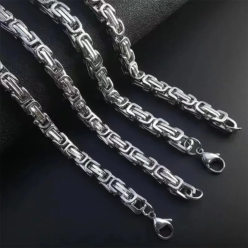 Boho Fashion Ancient Byzantium Viking Thick Stainless Steel Men Necklace Chunky Hip Hop Jewelry