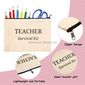 Hot Sale Custom Canvas Stationery Bag Cute Cartoon Printed Zipper Pouch for Teacher Survival Kit Reusable and Stylish