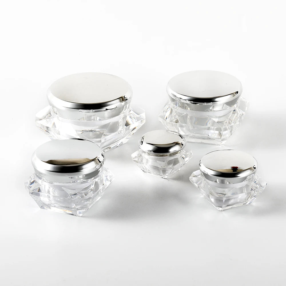 Empty Acrylic clear Cream Jar Diamond-shaped 3g 5g 10g 15g 20g 25g 30g Cosmetic Packaging Plastic Jar