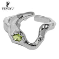 fine irregular zircon rings for women 925 sterling silver fashion gemstone adjustable ring designer custom jewelry wholesale
