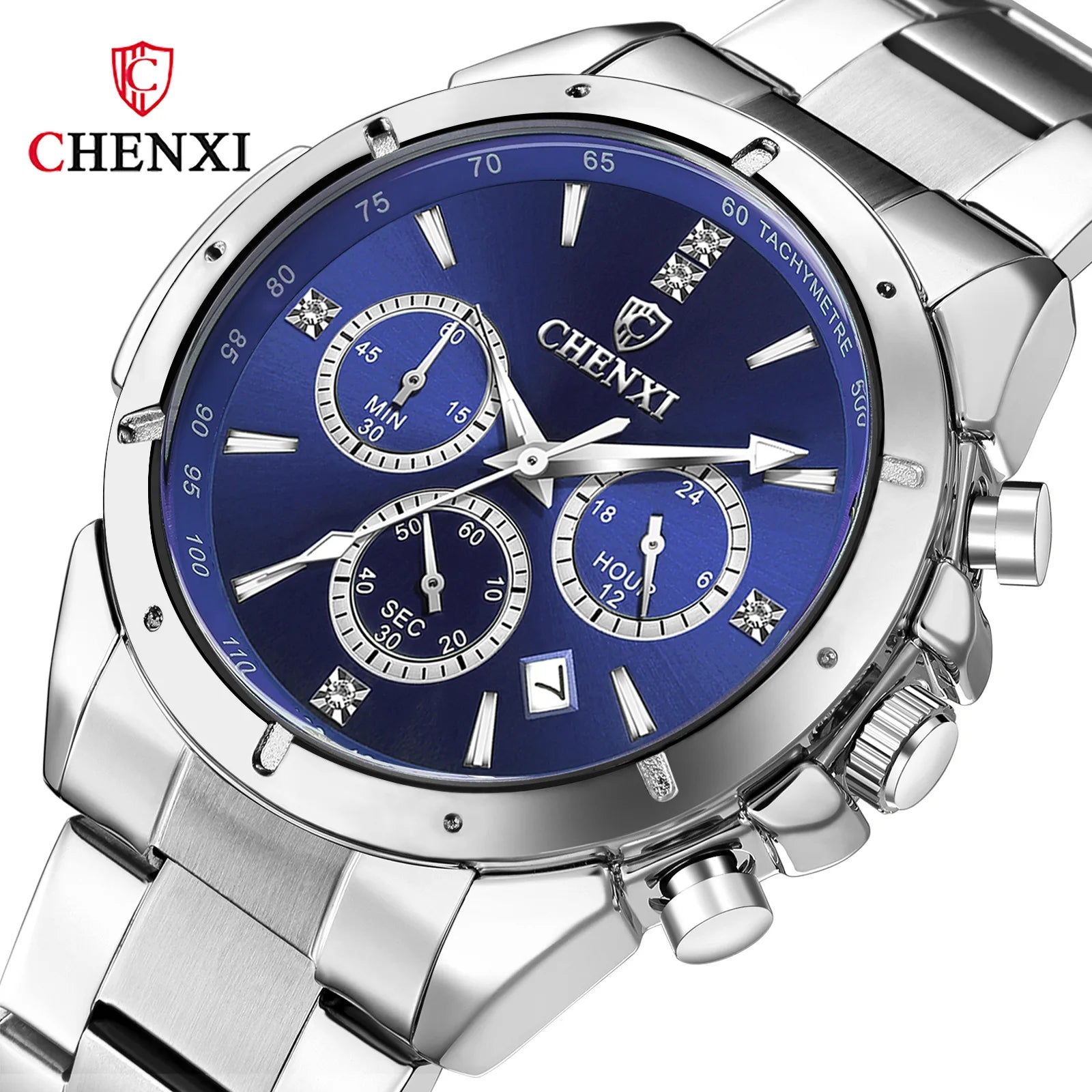 919 CHENXI 2021 New Fashion Chronograph Watch Men Wrist Stainless Steel Sport Waterproof Quartz Watches Date Display Male Clock
