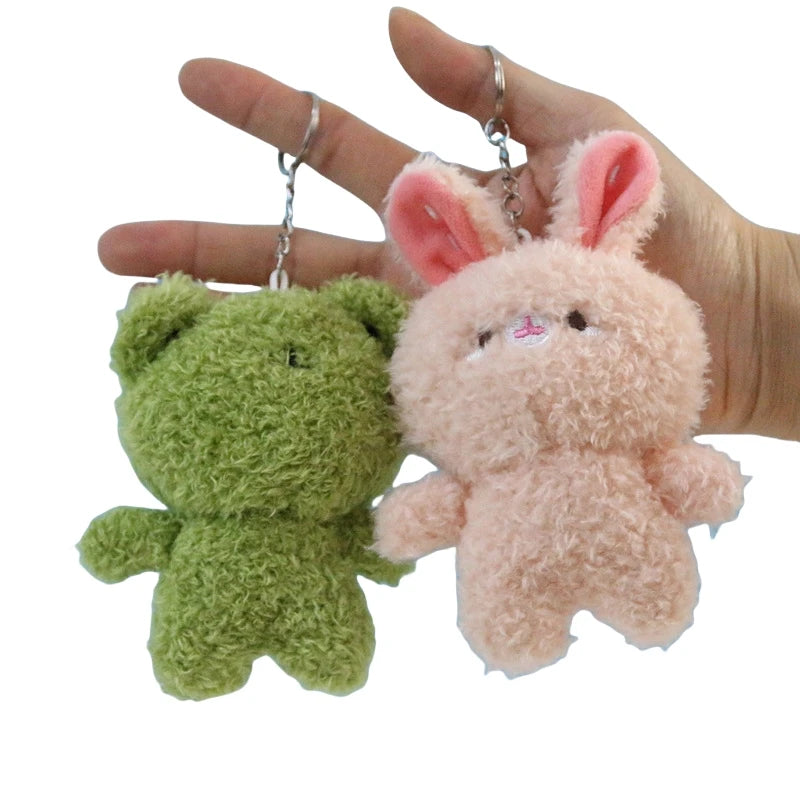 4'' Plush Toy Mini Plush Keychains Toys Stuffed Animal Toys for Crane Machines Teddy Bear Frog Rabbit Cute Kawaii Plush Keychain