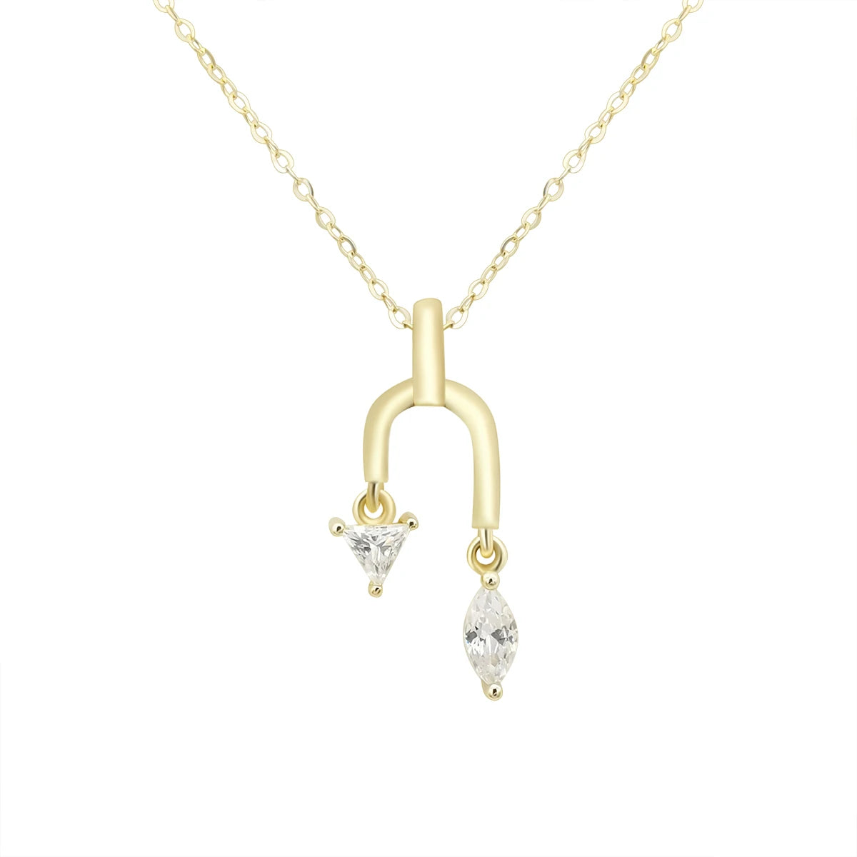 1000S Jewelry Solid Yellow Gold Necklace with Cubic Zircon 9k Real Gold Necklace  for Girl Friend's Gift