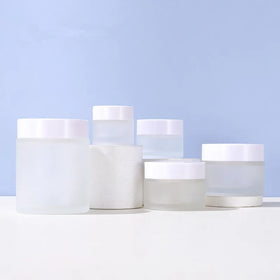 Custom Logo 2oz 60ml Glass Jars Matte 10ml 20ml 50ml 100ml Cosmetic Cream Container for Cosmetics With Round Lid