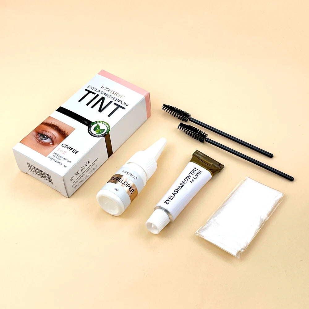 Private Label Henna Eyelash Color Dye Tint Kit Vegan Long Lasting Waterproof Tattoo Eyebrow Tinting Brow Henna