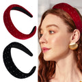 Hot Selling Solid Color Sponge Hair Hoop Velvet Surface Soft Headband Inlay Rhinestone Hair Accessories WoMEN