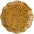 Yellow Embossed Ceramic Plate Retro Flower Shape Household Tableware