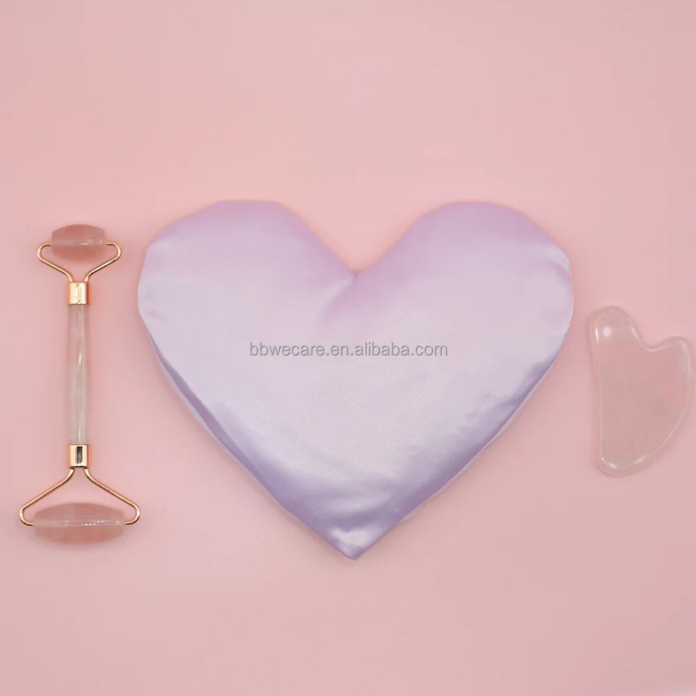 Wholesale Price Private Label Heart Weighted Eye Pillow Customized Cotton Linen Linseed Lavender Inside for Yoga Meditation