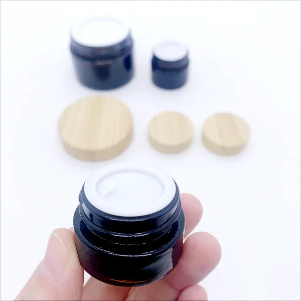 5ml 10ml 20ml 30ml 50ml 60ml 100ml Amber Color Glass Jar Cosmetic Jars With Black Lid Glass Jar