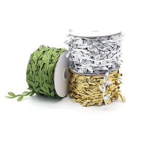 Classic Simulation Gold and Silver Leaf Color Flower Rattan Webbing Cane for DIY Decoration Elastic Ribbon Accessories
