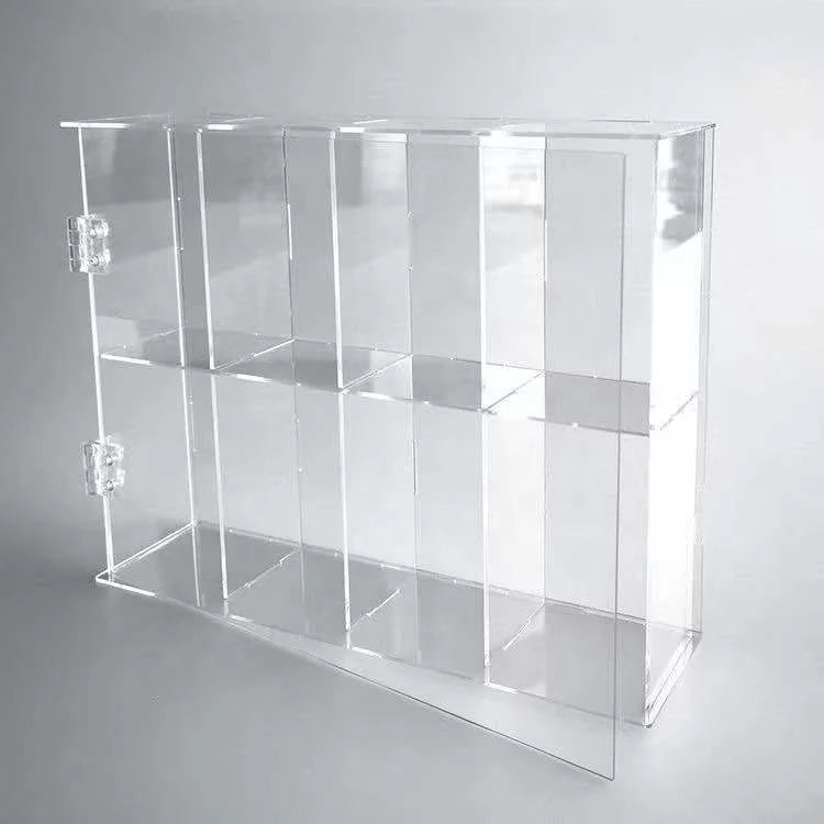 Acrylic Wall-Mounted Shot Glass Shelf Rack Organizer Clear Toy Display Box Case for Showcase Cabinet Storage Dividers Display