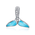 Factory 925 Sterling Silver Sparkling Mermaid's Tail Blue Enamel Charms Beads Fit Bracelets Woman Jewelry Accessory SCC1067