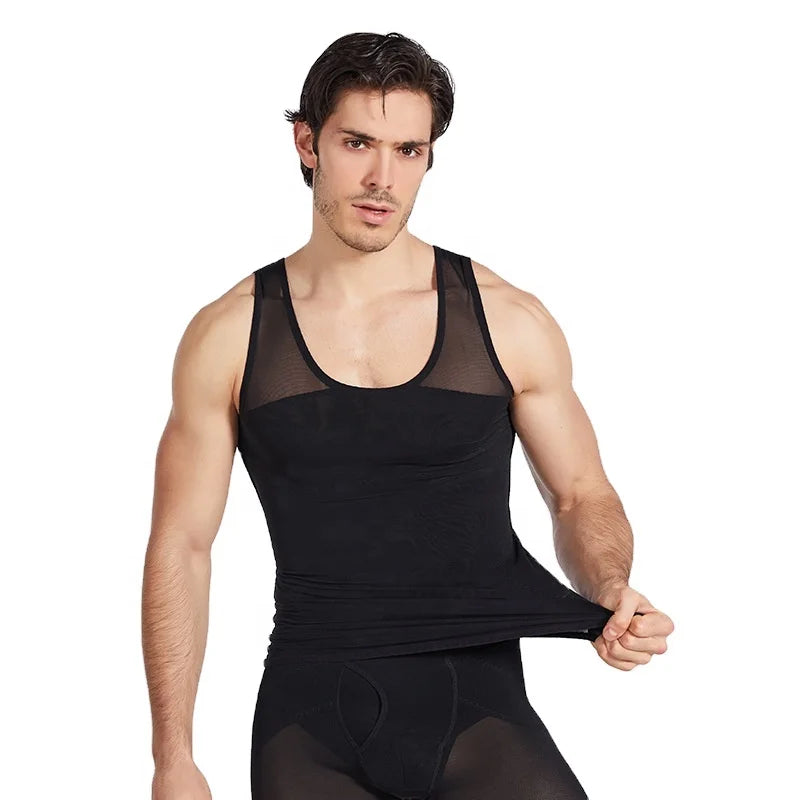 Men's Summer Seamless Nylon Belly Compression Vest Thermal Body Shaper for Slimming and Shaping Breathable Waist Trainer