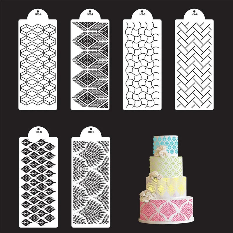 Multiple Spray Floral Cake Decorating Stencils Mold Plastic Templates Side Baking Mesh Stencil Cake Stencils Decorating Tools