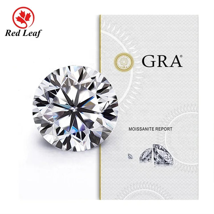 Redleaf Loose Moissanite GRA Moissanite D VVS Mossanite Stone 5mm 6mm 6.5mm 8mm Round Cut Moissanite Diamond MegaBDM