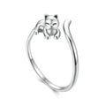 Solid 925 Sterling Silver Cute Cat Adjustable Rings Lovely Cats Animals Open Ring Jewelry for Women SCR1116-E