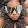2026 Custom Y2k Wrap Around Sun Glasses Fashion Brand Yzy Shades Oversized One Piece Silver Futuristic Sunglasses