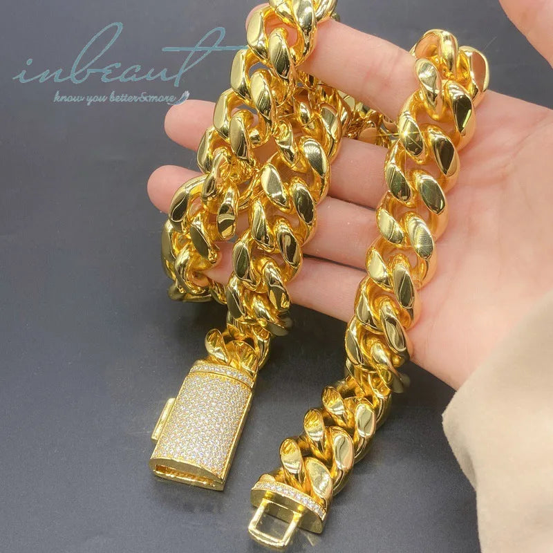 Stainless Steel 18K Gold Plated Original Brilliant Cut Diamond Test Past Micro D Color Moissanite Hip Hop Necklace for Men